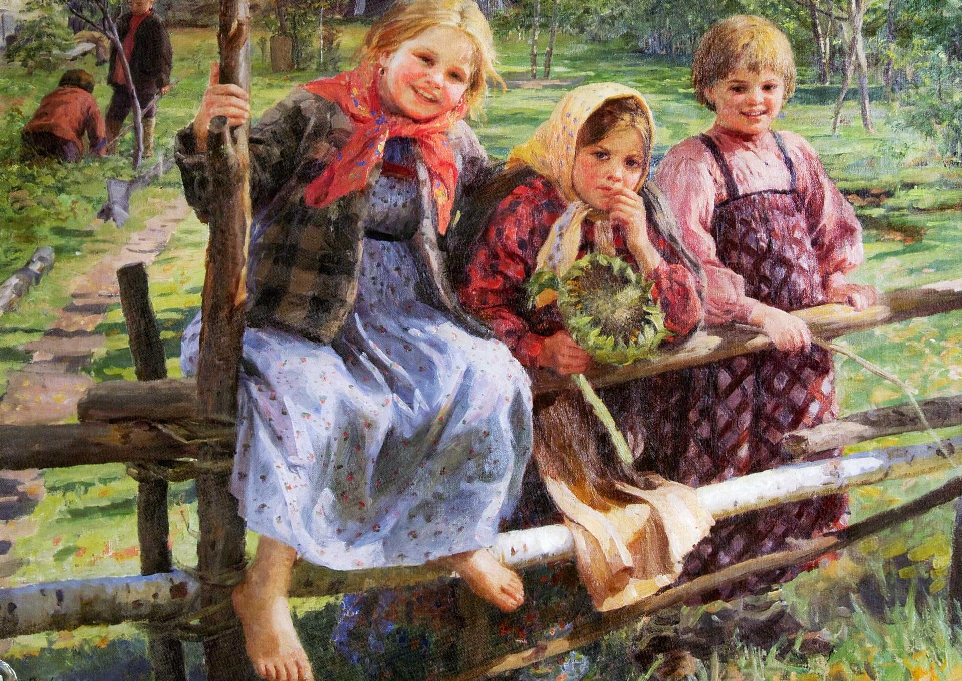 Федот Сычков. Подружки. Дети. 1916. Мордовский республиканский музей изобразительных искусств им. С.Д. Эрьзи