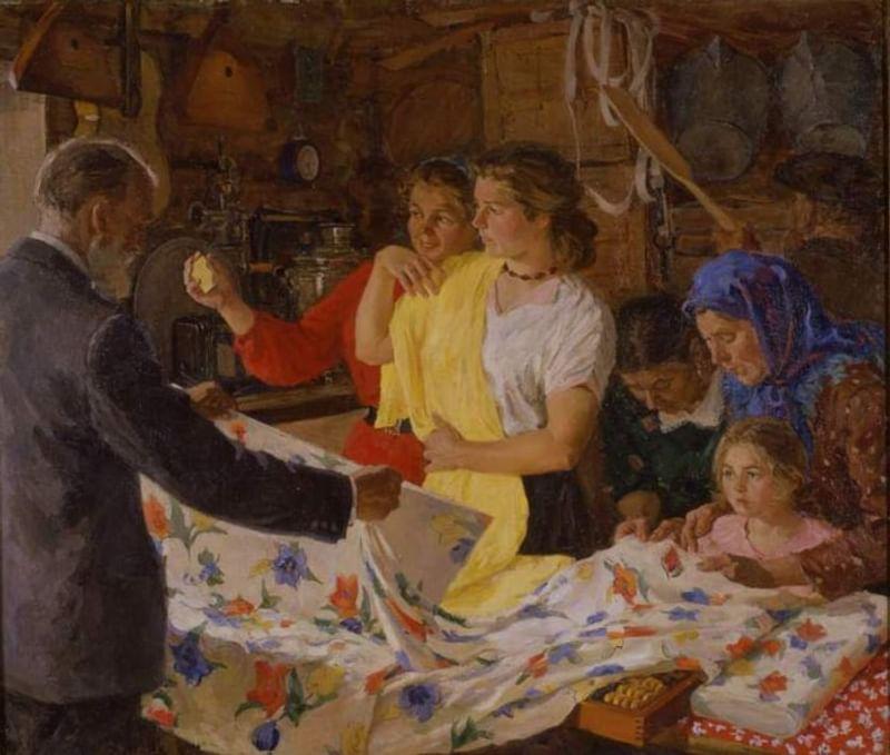 Виктор Киселев. Покупательницы в сельпо перед праздником