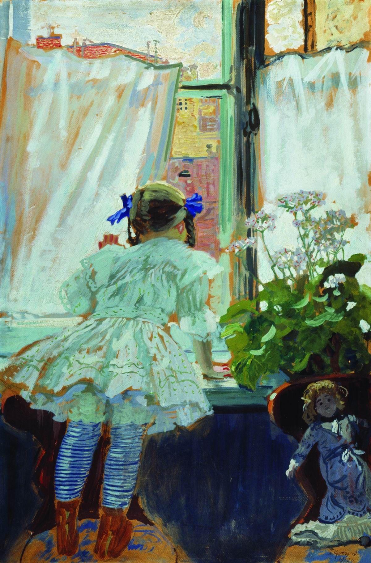 Борис Кустодиев. У окна. Портрет Ирины Кустодиевой. 1910. Омский областной музей изобразительных искусств им. М.А. Врубеля