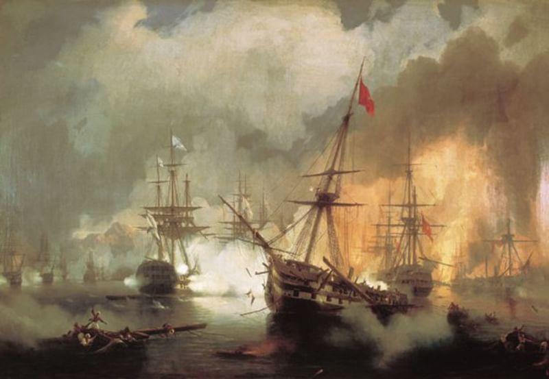 Морское сражение при Наварине 2 октября 1827 года. 1846. Военно-морская академия им. Н.Г. Кузнецова