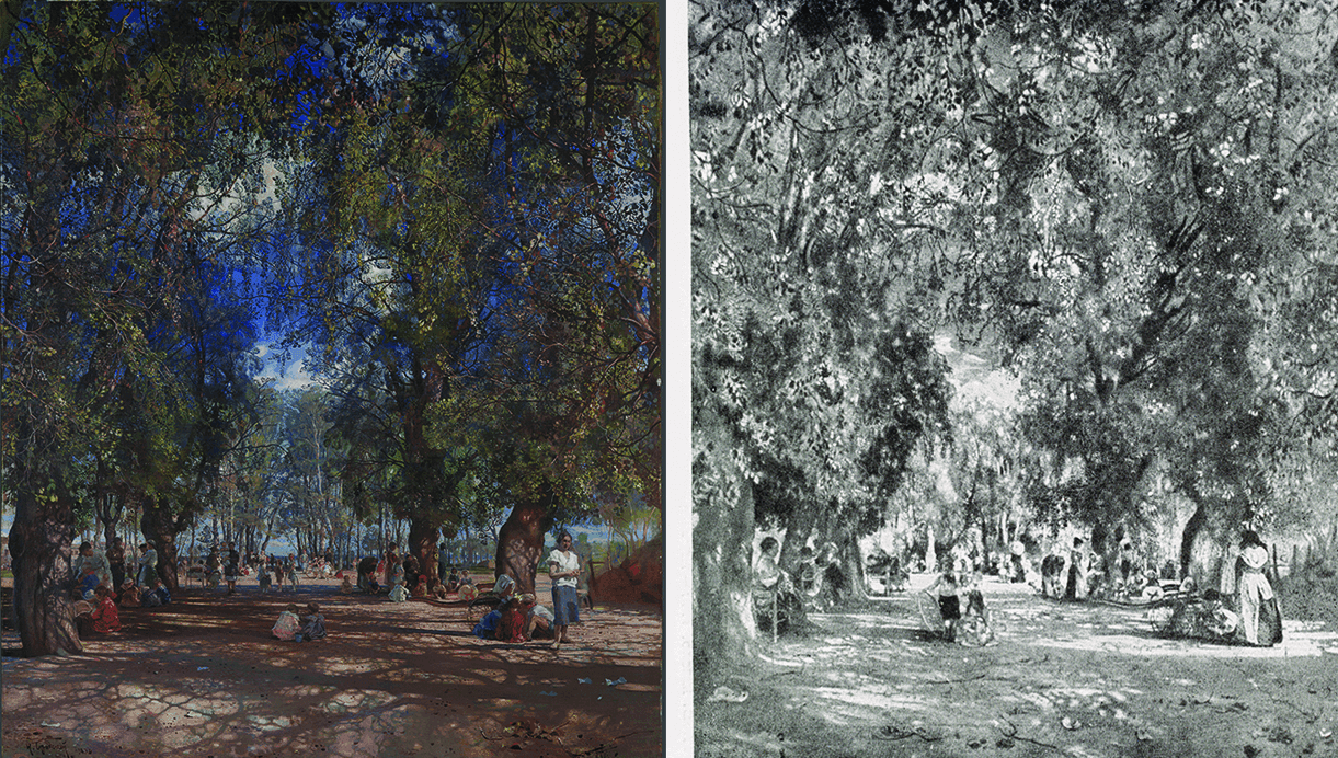 Исаак Бродский. Аллея парка. 1930. Государственная Третьяковская галерея, Москва / Исаак Бродский. Аллея парка в Риме. 1911