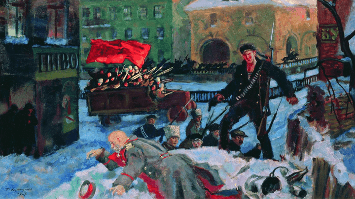 Борис Кустодиев. Октябрь в Петрограде (фрагмент). 1927. Государственная Третьяковская галерея, Москва