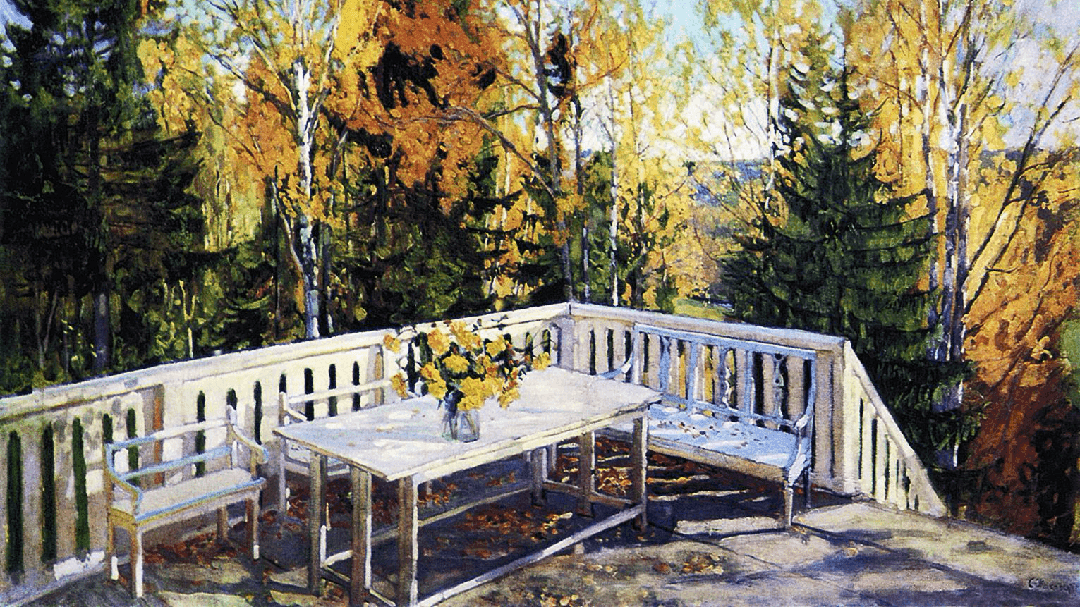 Станислав Жуковский. Осень. Веранда (фрагмент). 1911. Государственный Русский музей, Санкт-Петербург