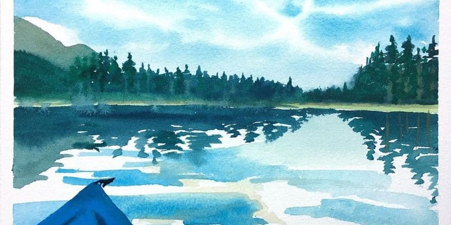 Основное изображение для события МК по рисованию «Голубое озеро»
