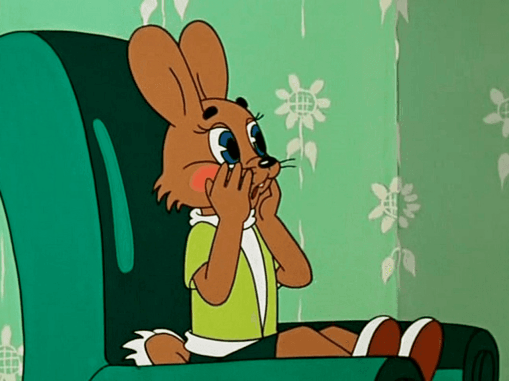 Кадр из многосерийного мультипликационного фильма Вячеслава Котеночкина «Ну, погоди!» (1984)