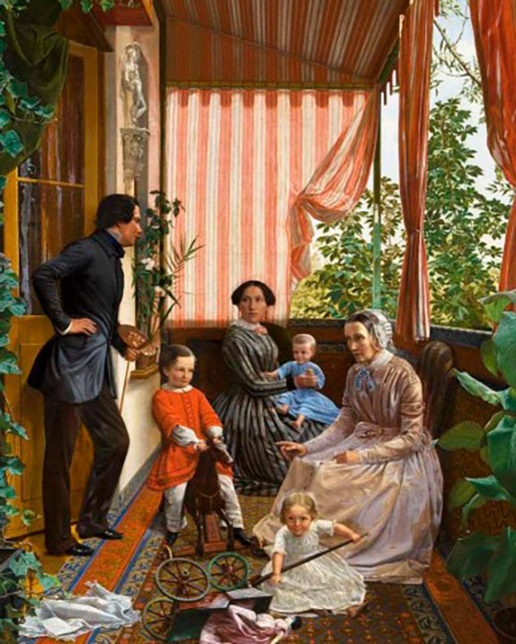 Федор Славянский. Семейная картина (На балконе) (фрагмент). 1851. Государственный Русский музей, Санкт-Петербург