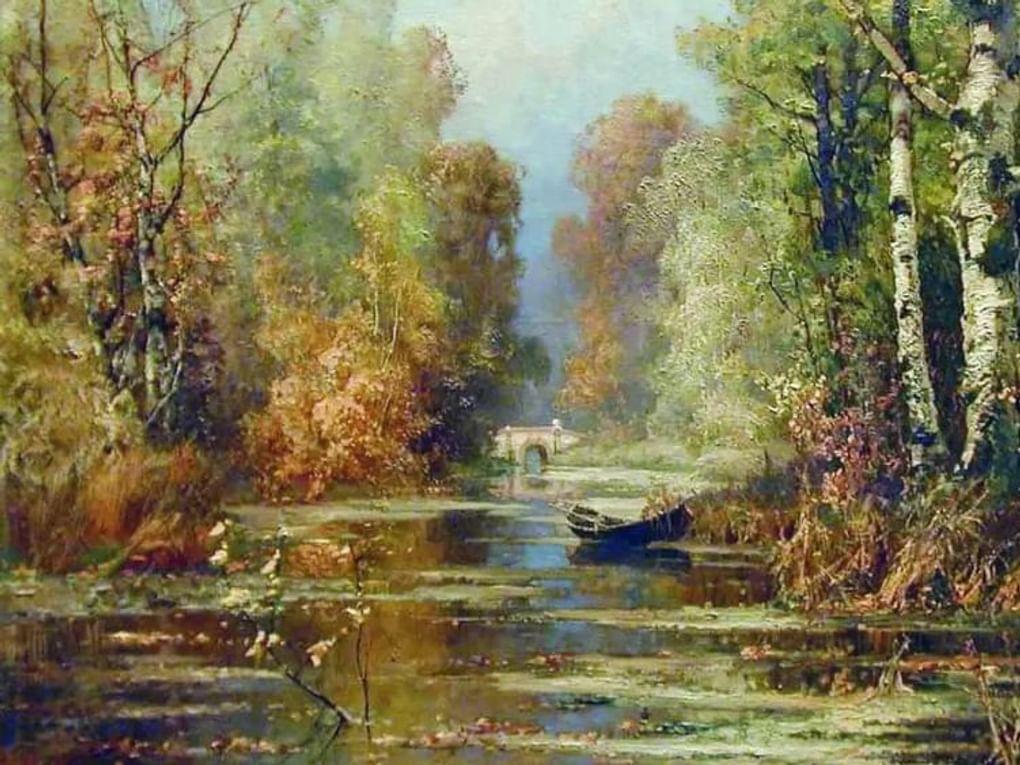 Юлий Клевер. Осенний парк (фрагмент). 1897. Частное собрание