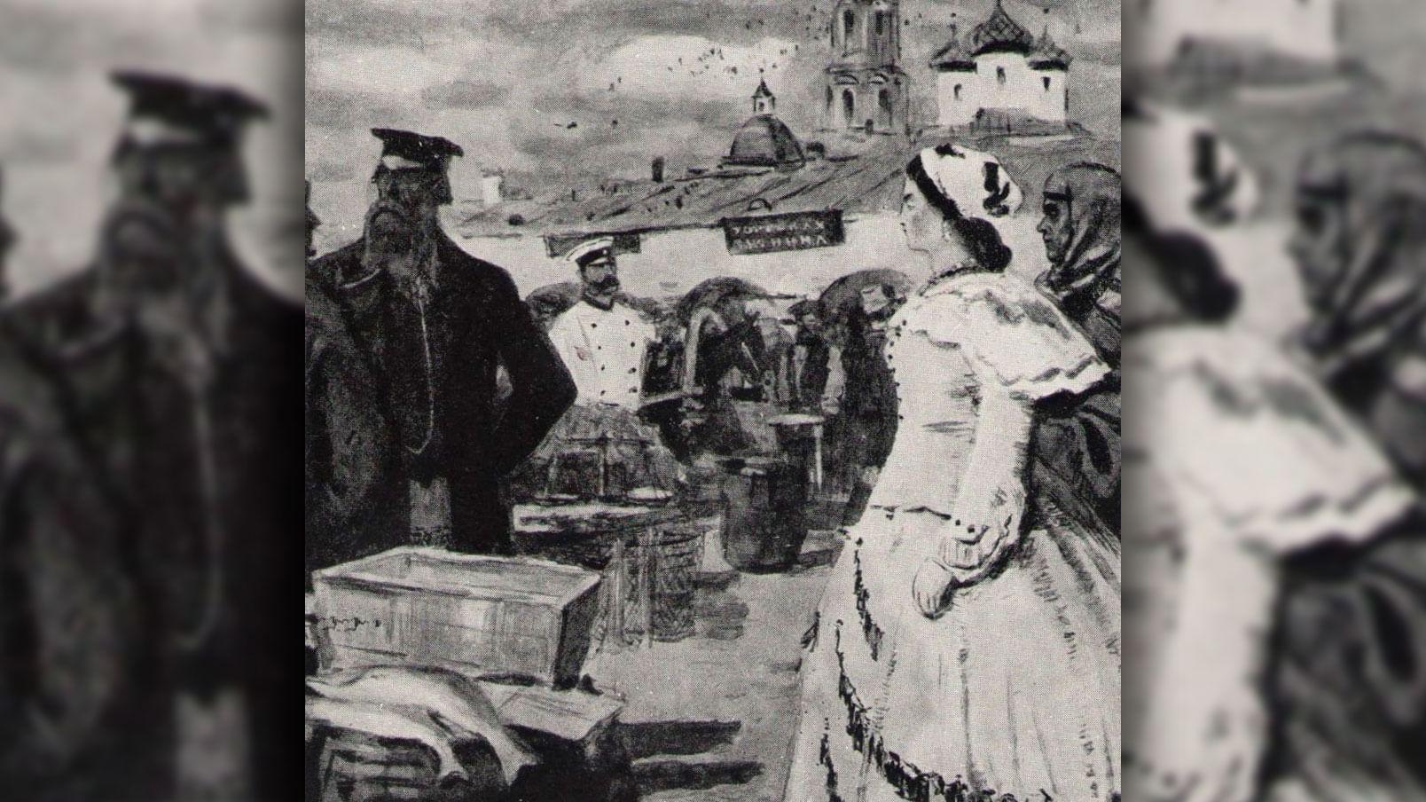 Сергей Герасимов. Фронтиспис к роману Максима Горького «Дело Артамоновых» (фрагмент). 1937. Издательство «Советский художник», Москва