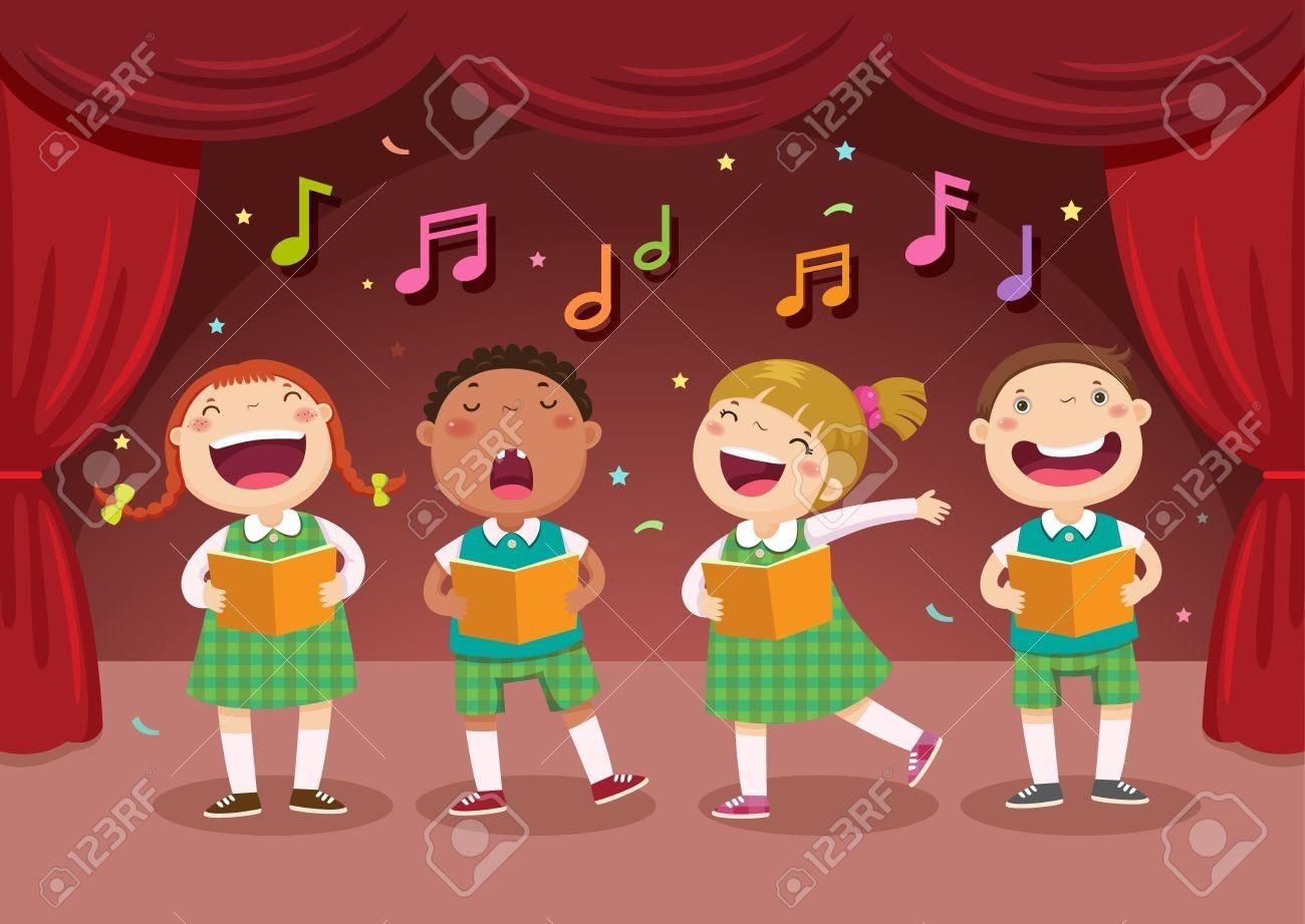 Дети поют на сцене малыши
